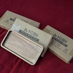 3pc YCBH Acacia Wood Tray 8” x 4”
